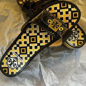 Tory Burch Black Buckle Slides